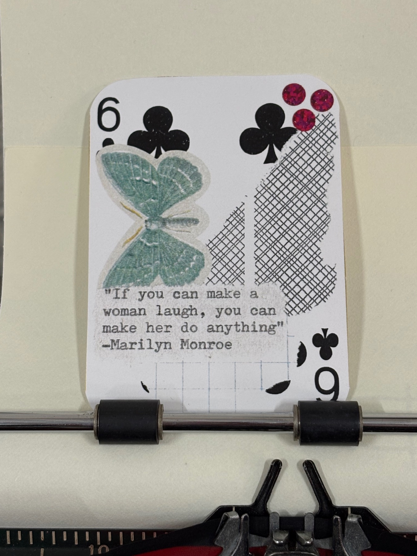 Butterfly Marilyn Monroe quote micro collage by Mazerzine aceo art card
