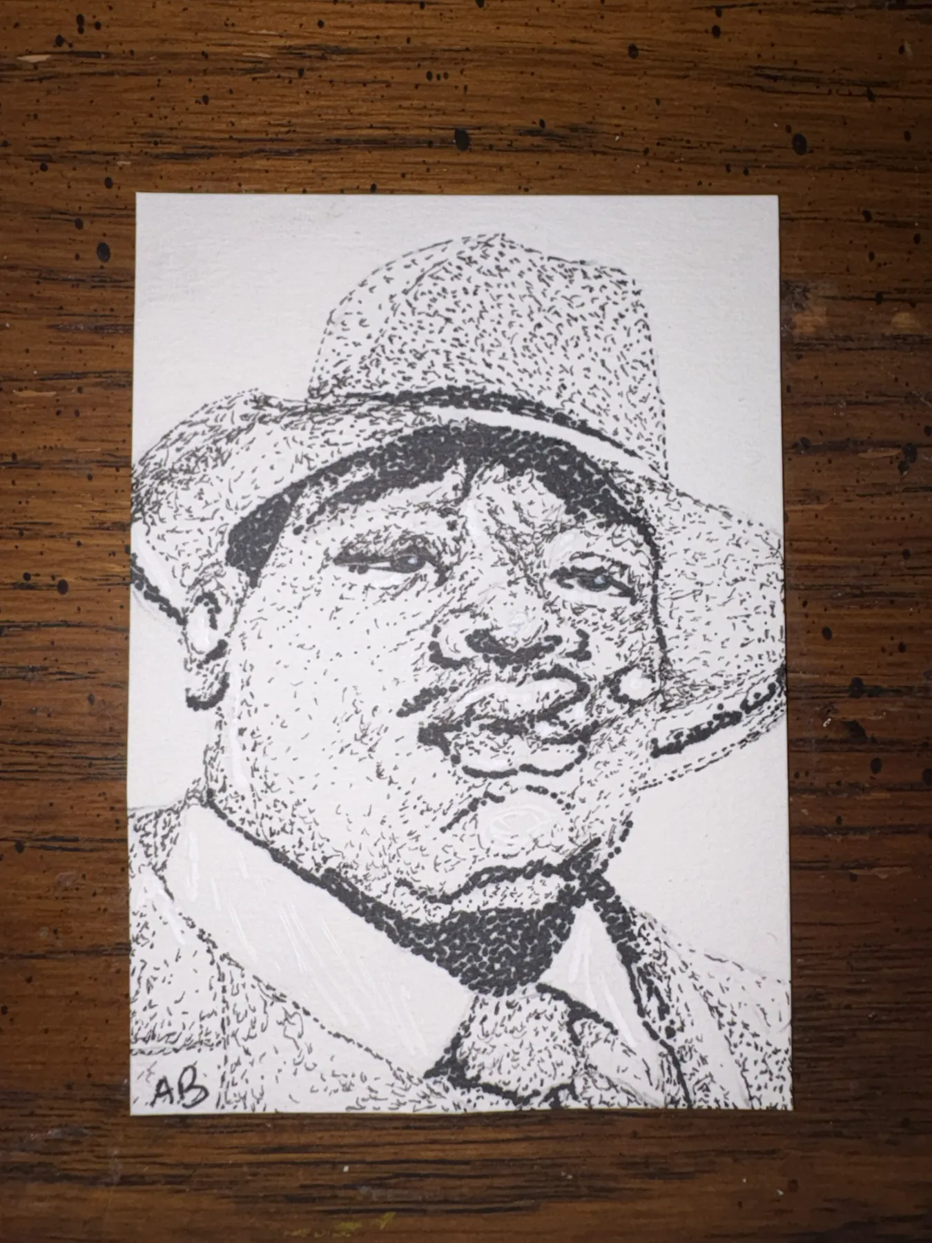 Stippling Portrait 3/3 aceo art card