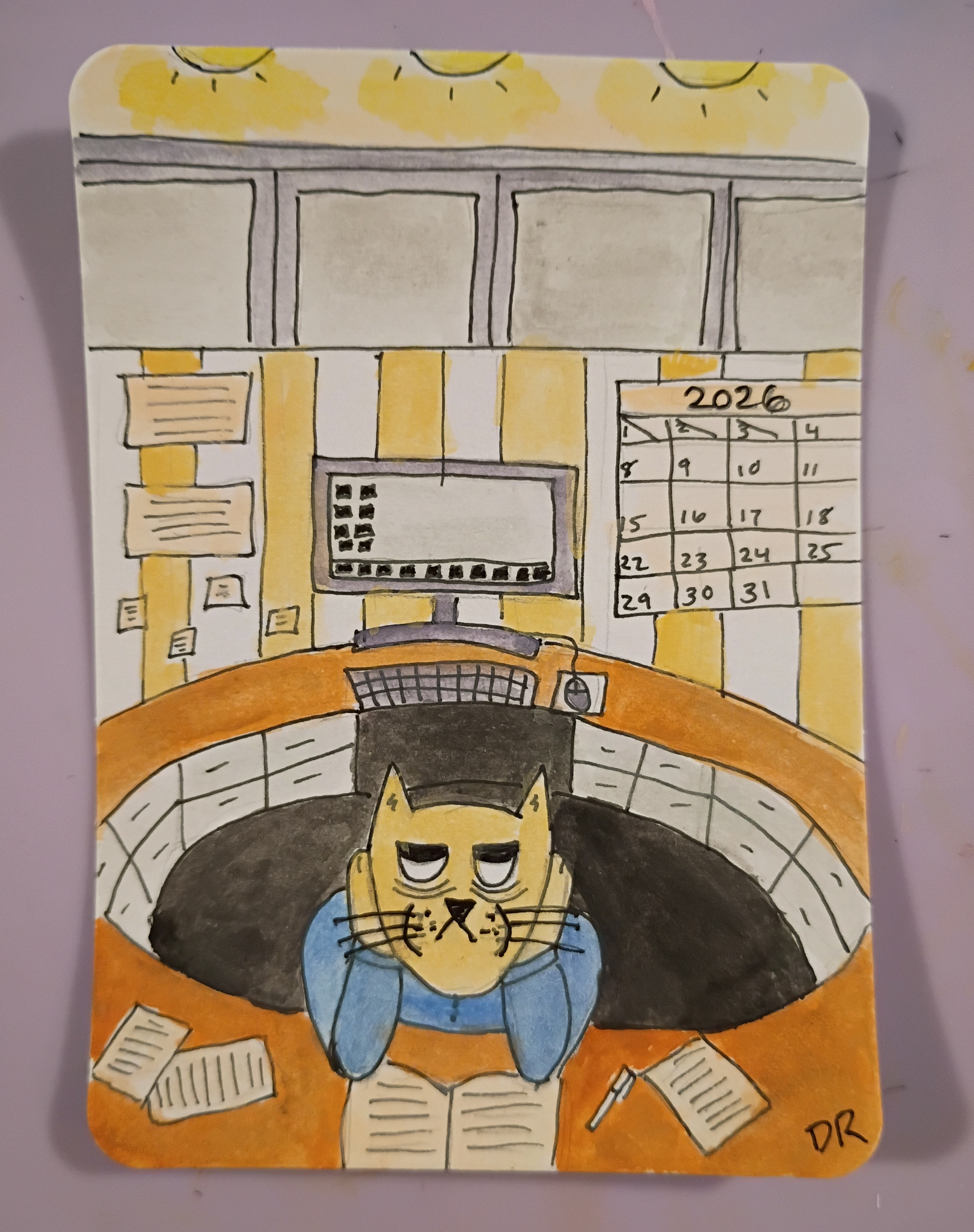 "Cat Your Service" aceo art card