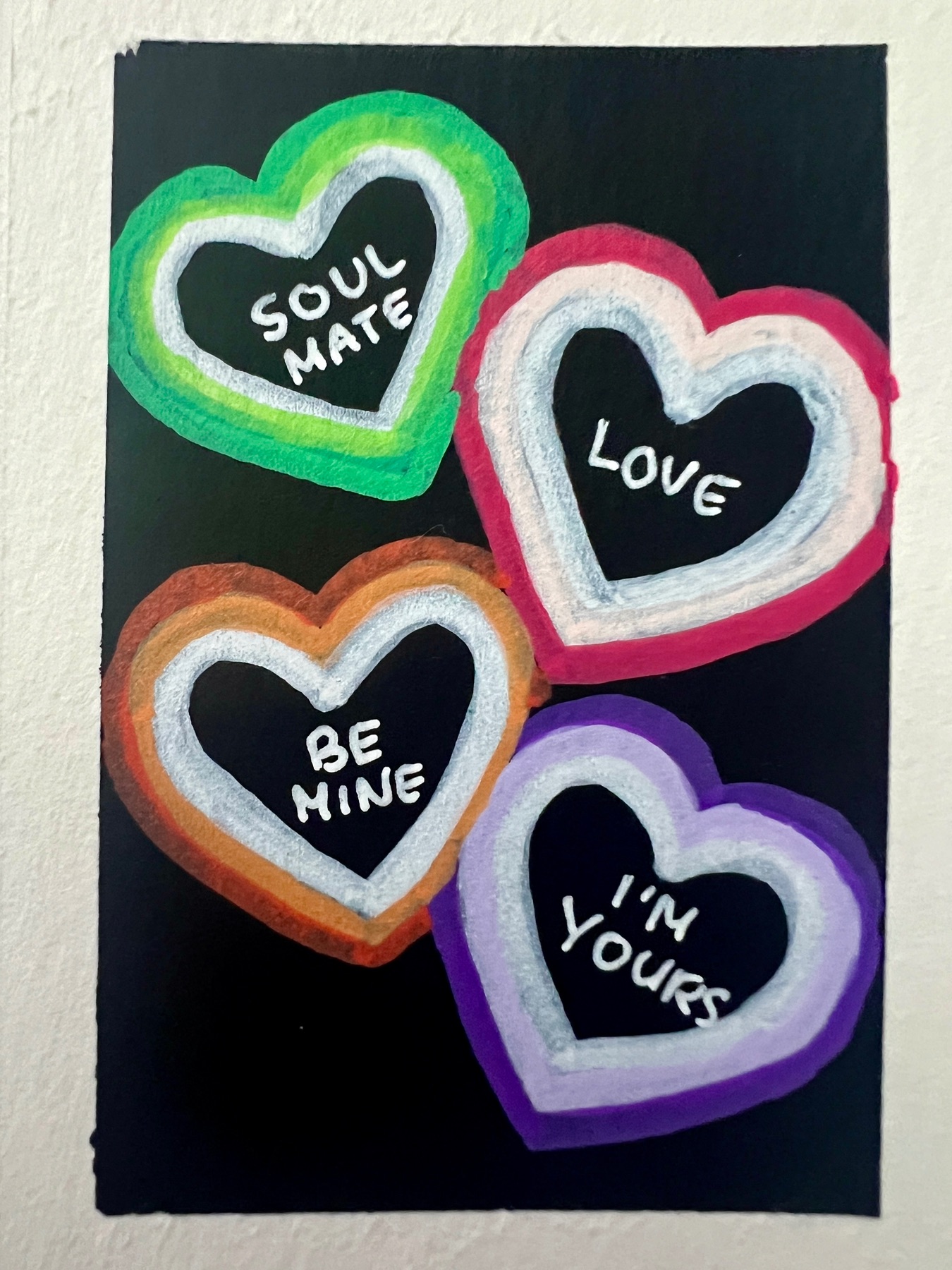Valentine's Day Hearts Multi-color aceo art card