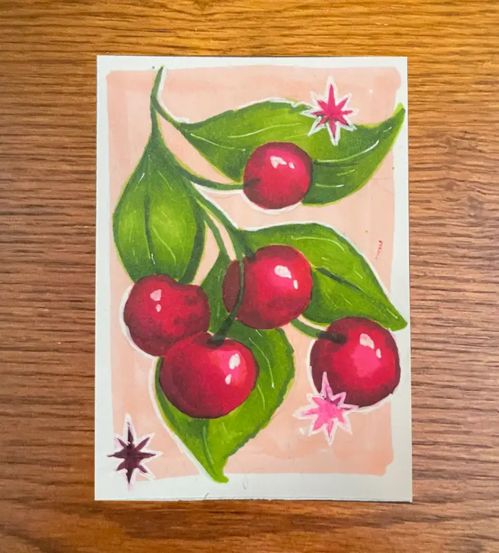 Fruit - Cherry Illustration aceo art card