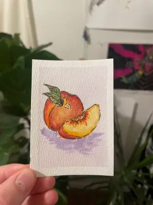 Sweet as a Peach aceo art card thumbnail 2