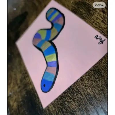 Gummy Worm aceo art card thumbnail 4