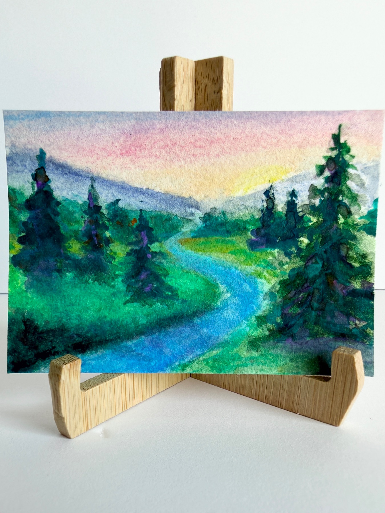 Sunset by the Creek aceo art card