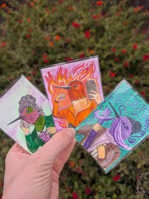 Hummingbird Human Personas aceo art card