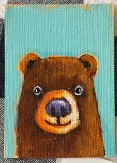 Whimsical Bear aceo art card