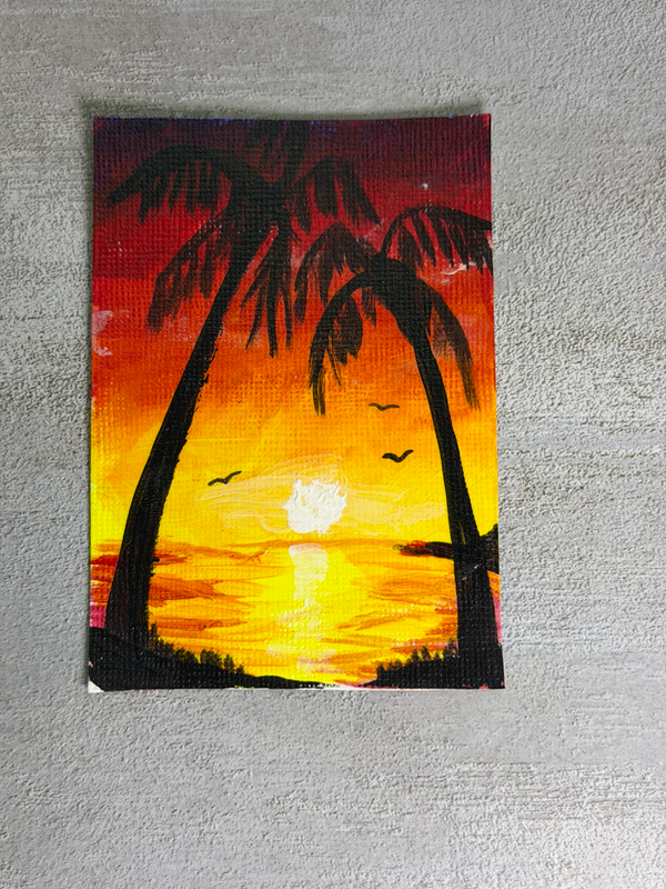 Tropical Sunset 3 by IzzieQ Creative aceo art card