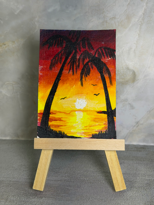 Tropical Sunset 3 by IzzieQ Creative aceo art card thumbnail 2