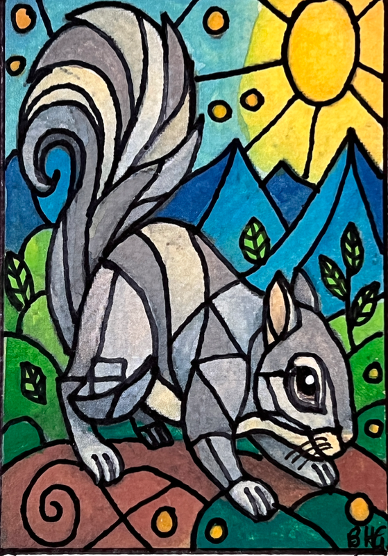 Sandy Squirrel aceo art card