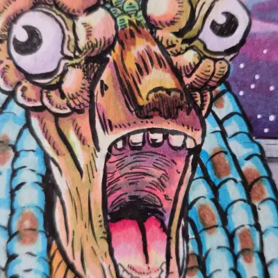 WE'RE GONNA DIE! aceo art card thumbnail 2