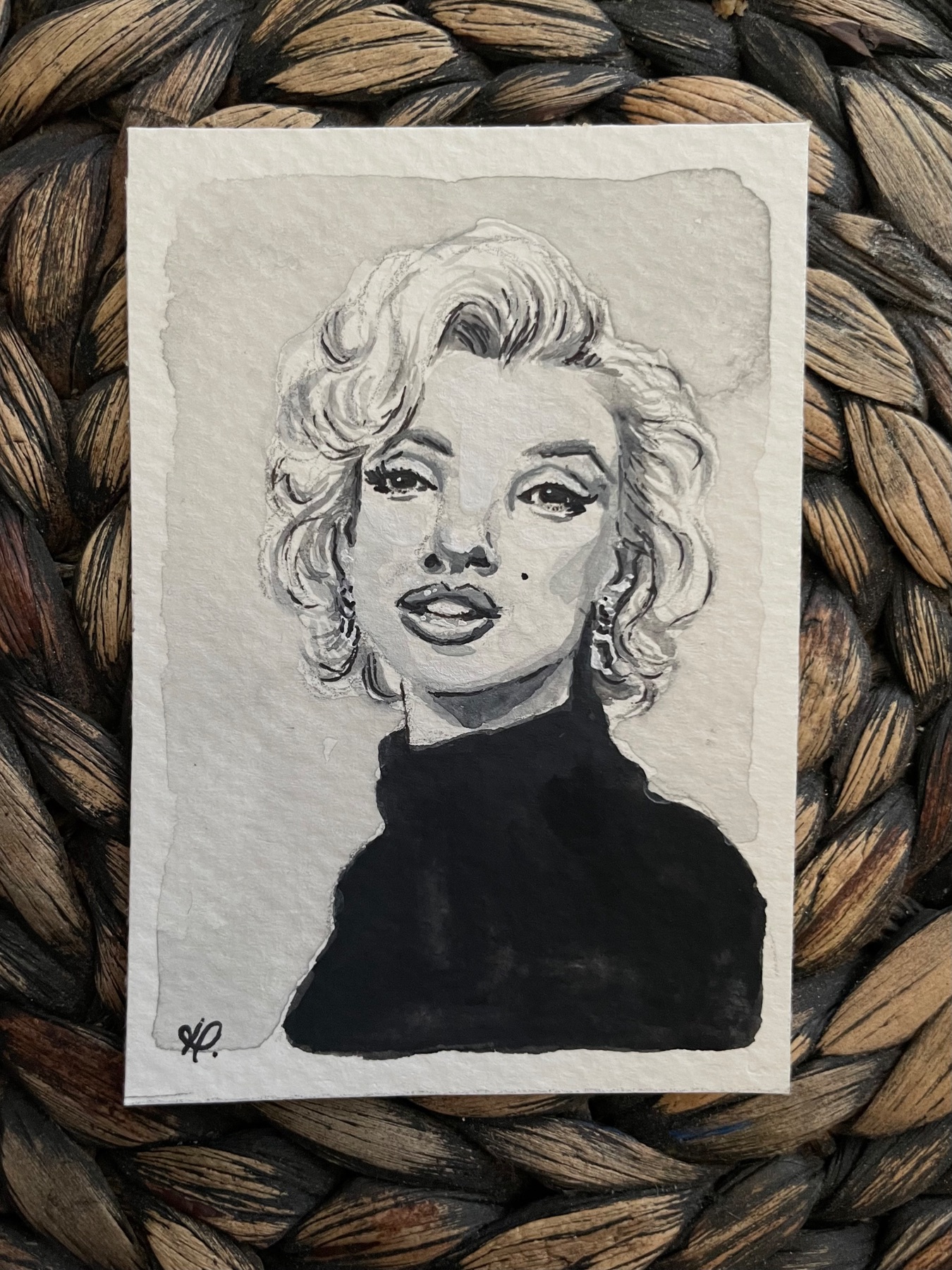 Marilyn - Portrait in Watercolor aceo art card
