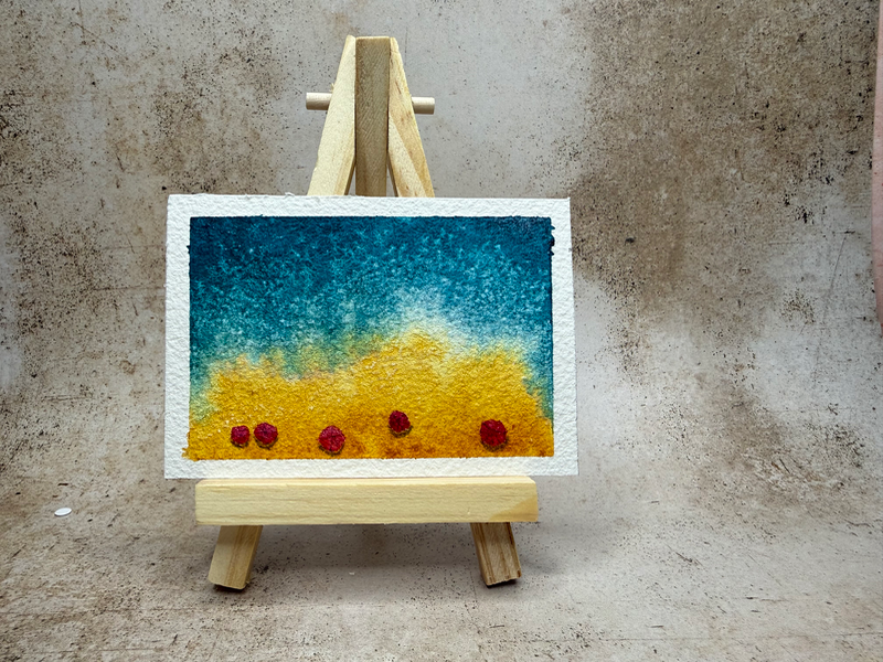 Beach with Umbrellas aceo art card