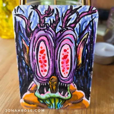 Glow in the Dark Monster aceo art card thumbnail 1