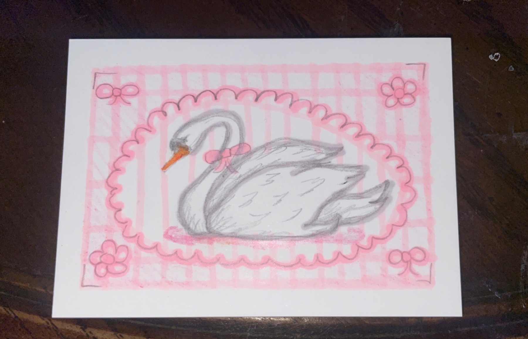 Coquette Swan aceo art card