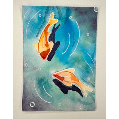 Koi Fish aceo art card thumbnail 2