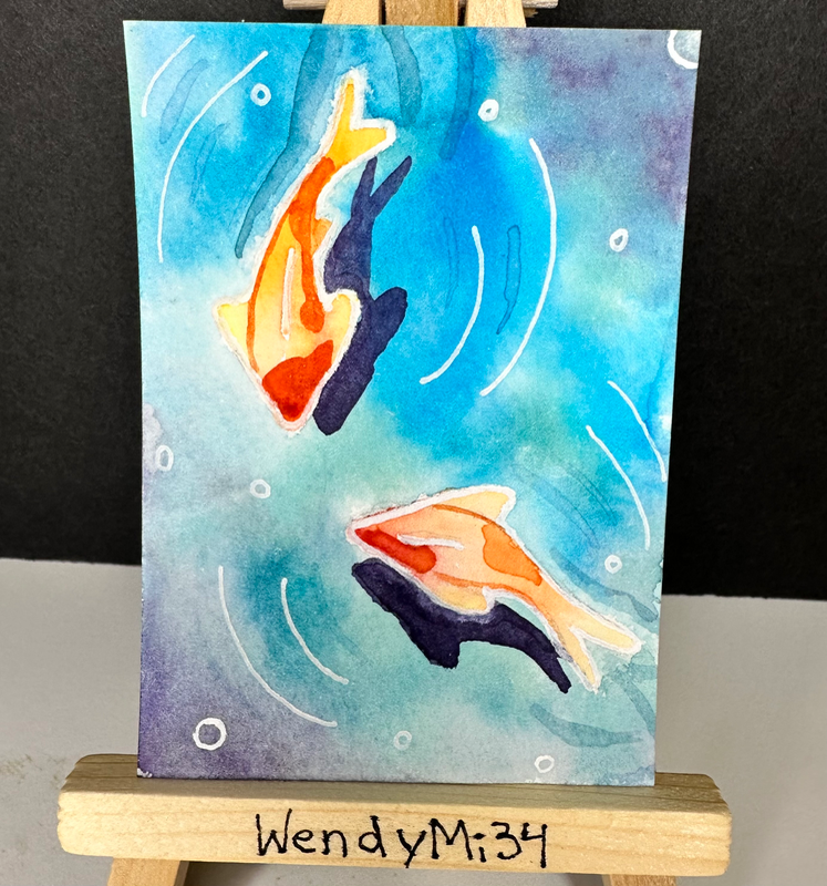 Koi Fish aceo art card