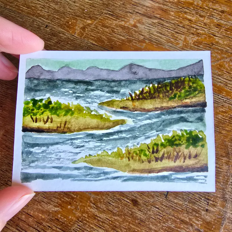 Islands on the Lake aceo art card