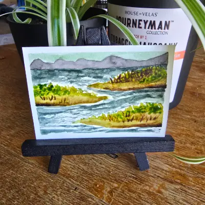 Islands on the Lake aceo art card thumbnail 3