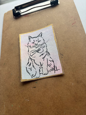 “Sophisticated Kitty” Cat aceo art card thumbnail 2