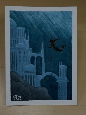 Underwater scene aceo art card thumbnail 1