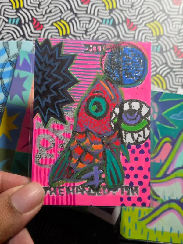 Garbage Fish aceo art card