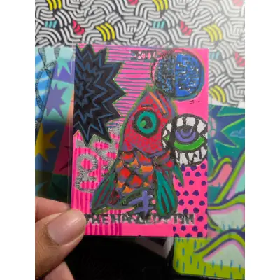 Garbage Fish aceo art card thumbnail 1