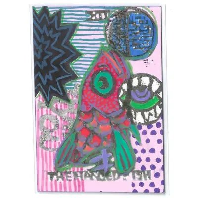 Garbage Fish aceo art card thumbnail 3