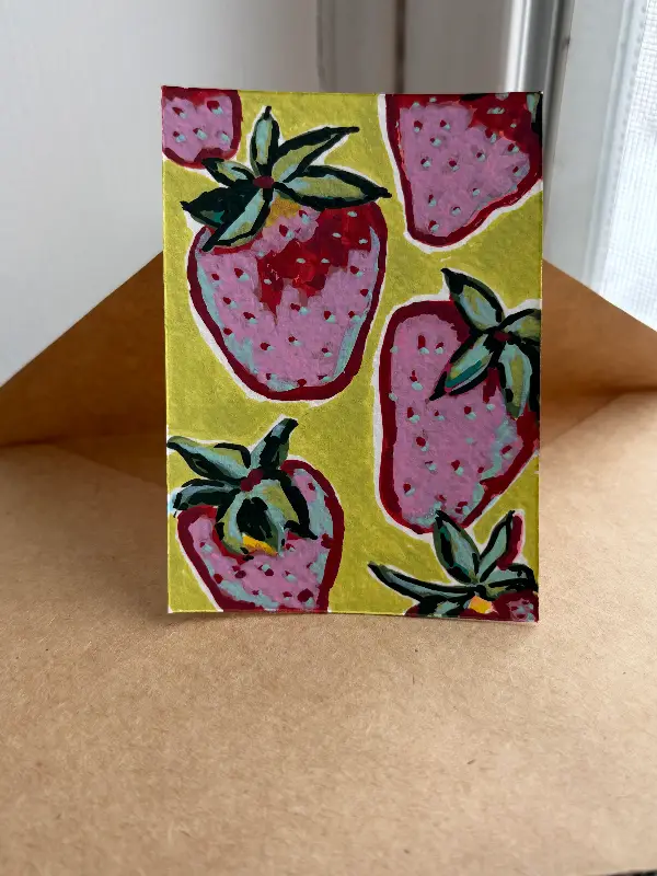 Bright Strawberries aceo art card