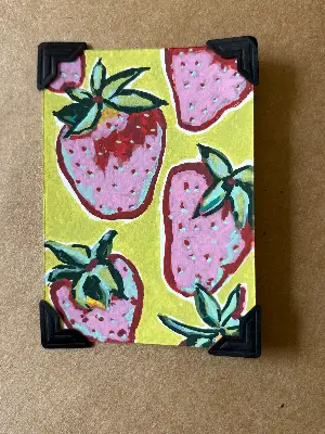 Bright Strawberries aceo art card thumbnail 2