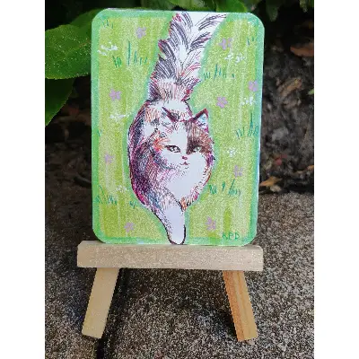 Wildflower Cat aceo art card thumbnail 2