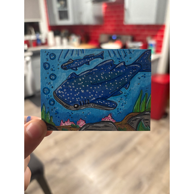 Whale Shark Illustration aceo art card thumbnail 3