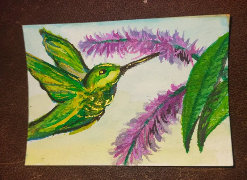 ACEO Original Art "Hummingbird" Watercolors aceo art card
