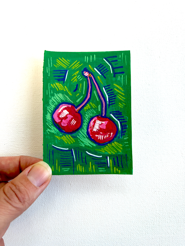 Cherries aceo art card