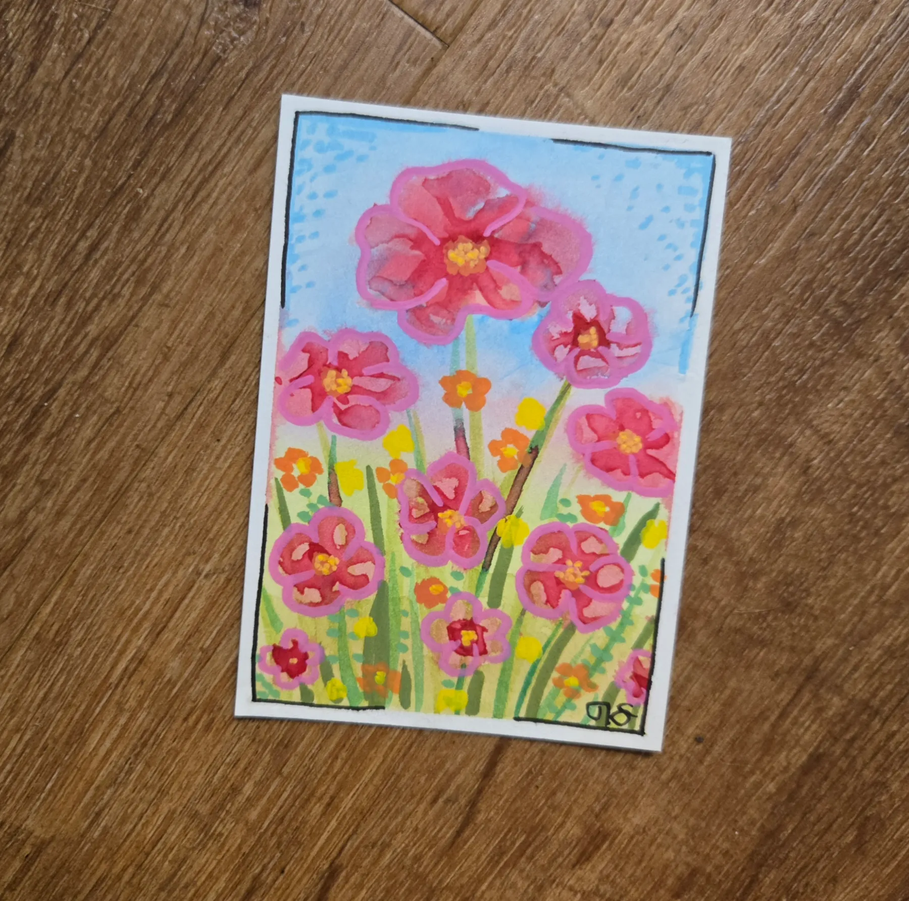 Floral aceo art card
