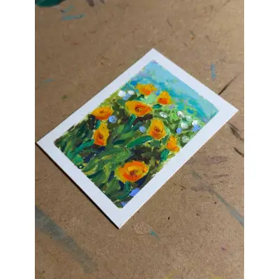 California Poppies aceo art card thumbnail 2