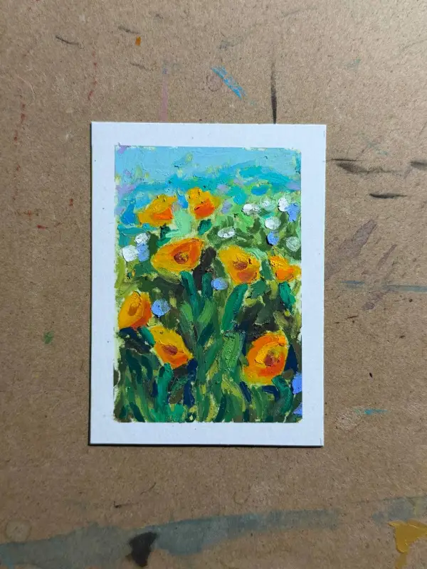 California Poppies aceo art card