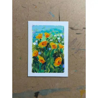 California Poppies aceo art card thumbnail 1