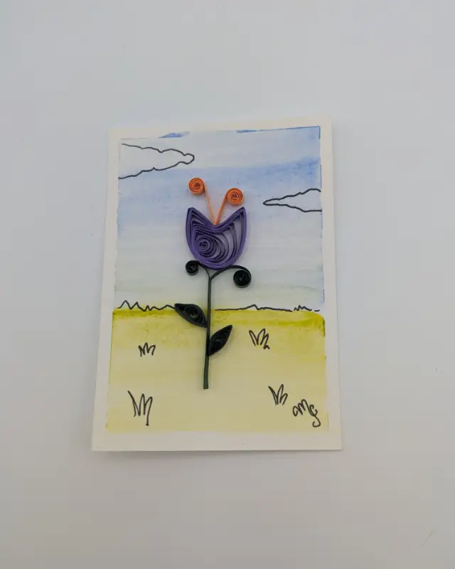 Purple flower aceo art card