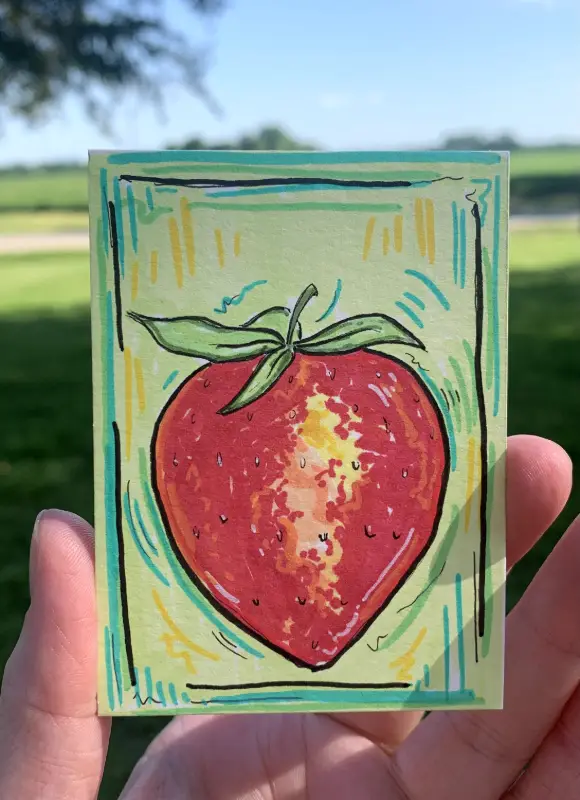Strawberry Sunrise aceo art card