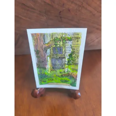 Forest Temple aceo art card thumbnail 3