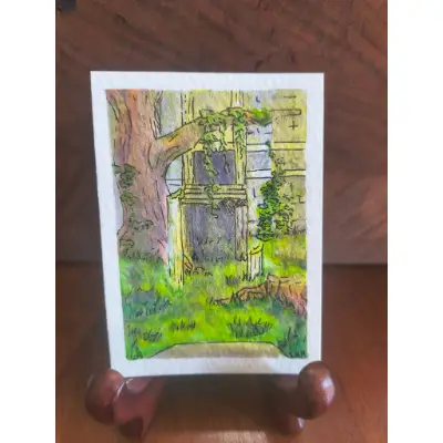 Forest Temple aceo art card thumbnail 1