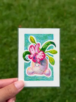 Little Pink Orchid aceo art card thumbnail 1