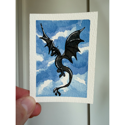 Flying Dragon aceo art card thumbnail 1