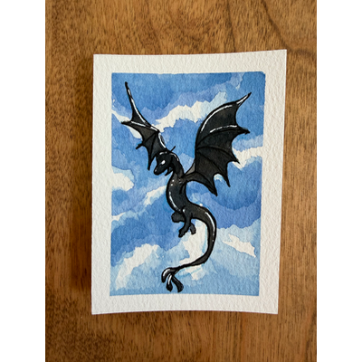 Flying Dragon aceo art card thumbnail 2