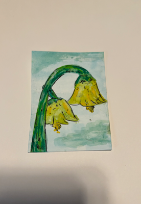 Bellflowers Botanical aceo art card thumbnail 1
