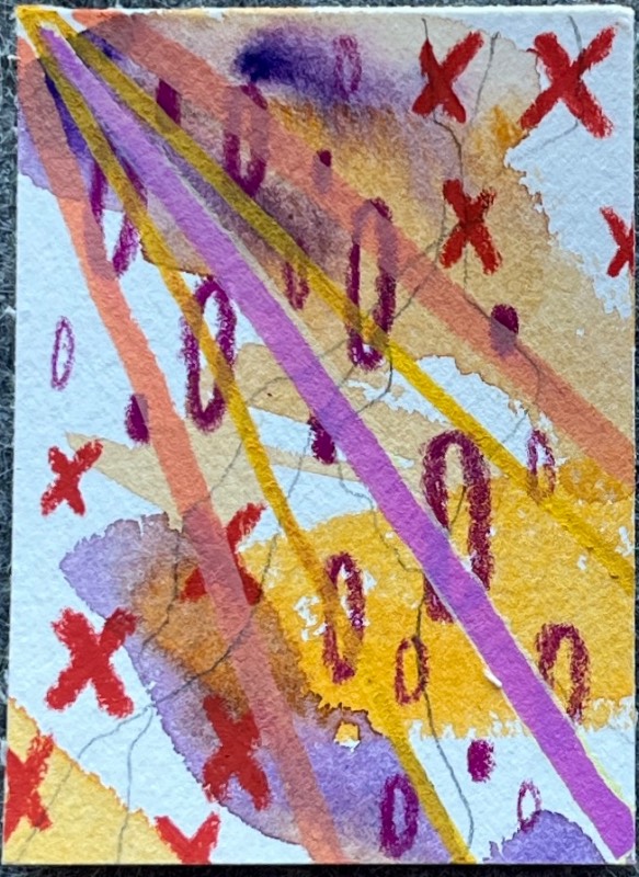 Purple/Yellow 6 aceo art card