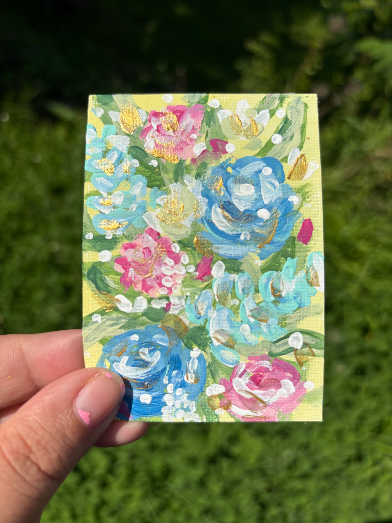 “Pastel Emotions” Abstract Floral aceo art card