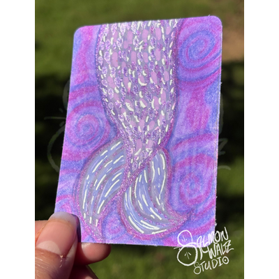 Classic Purple Mermaid Fin aceo art card thumbnail 2
