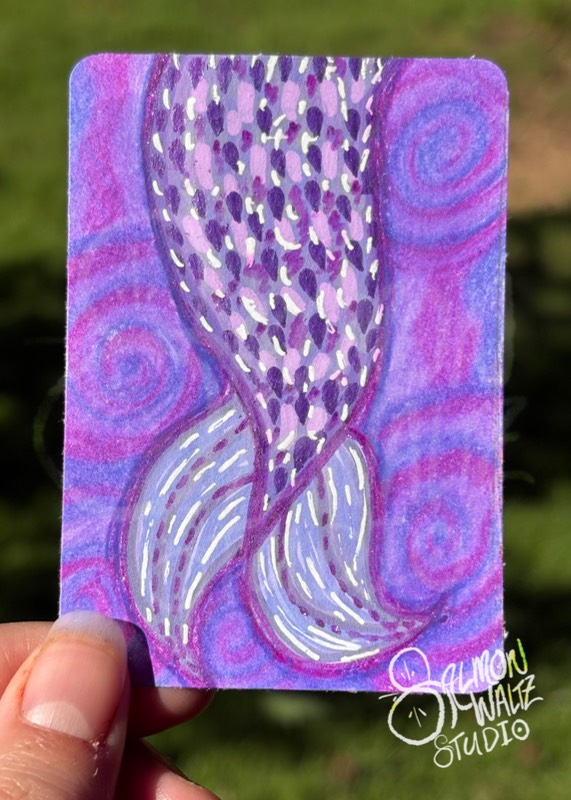 Classic Purple Mermaid Fin aceo art card
