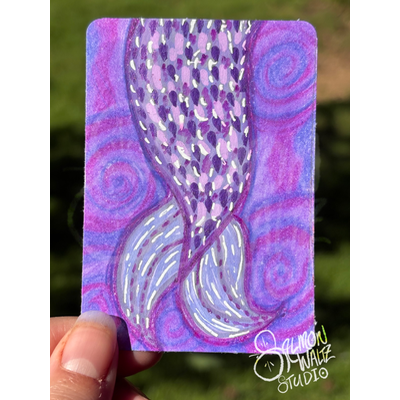 Classic Purple Mermaid Fin aceo art card thumbnail 1
